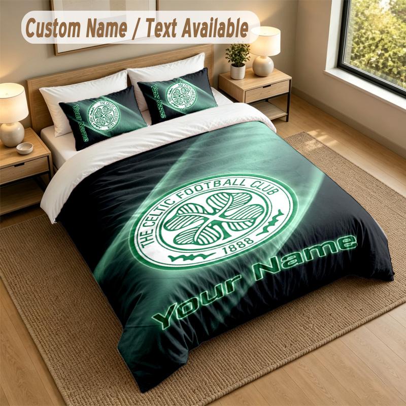 3Pcs Bedding Set Custom Name Text, 1 Sheet 2 Pillowcases Home Bed DecorCeltic FC