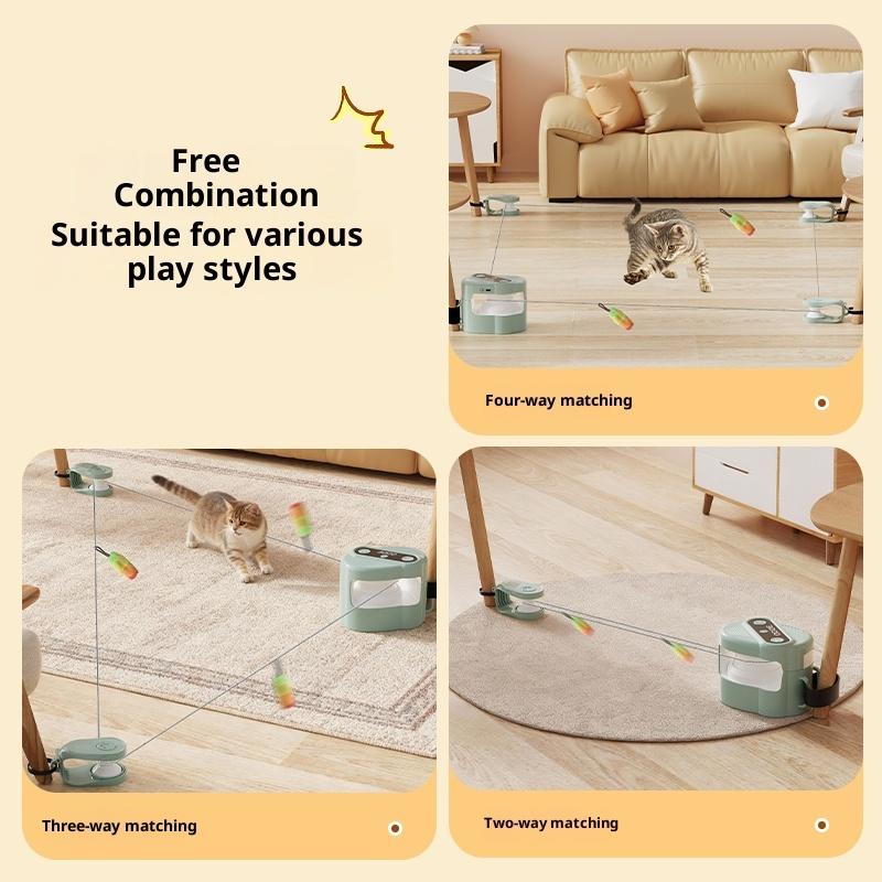 Running Cat Toy for Indoor Interactive Cat Toy Wheel Exerciser Cat Treadmill Remote Control Stimulation Hunting Bird Sound Toy