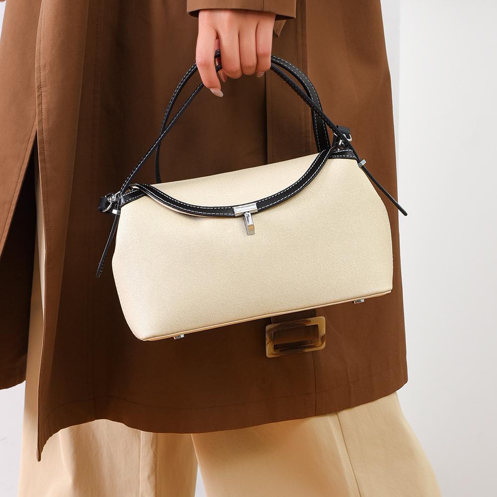 Trendy Simple Contrasting Color Women's Crossbody Bag High Texture Canvas Light Luxury Pillow Bag Leisure Commuting Shoulder Bag for Mother's Day Gift