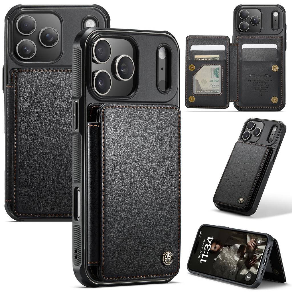 CaseMe-C22 Protective Skins For iPhone  17/17 Air/17 Pro/17 Pro Max , Luxury PU Leather Case Wallet Card Holder Phone Cover for Woman Man