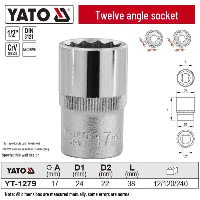 YATO 1/2" 12,5mm Kurzer 12-Kant-Steckschlüssel