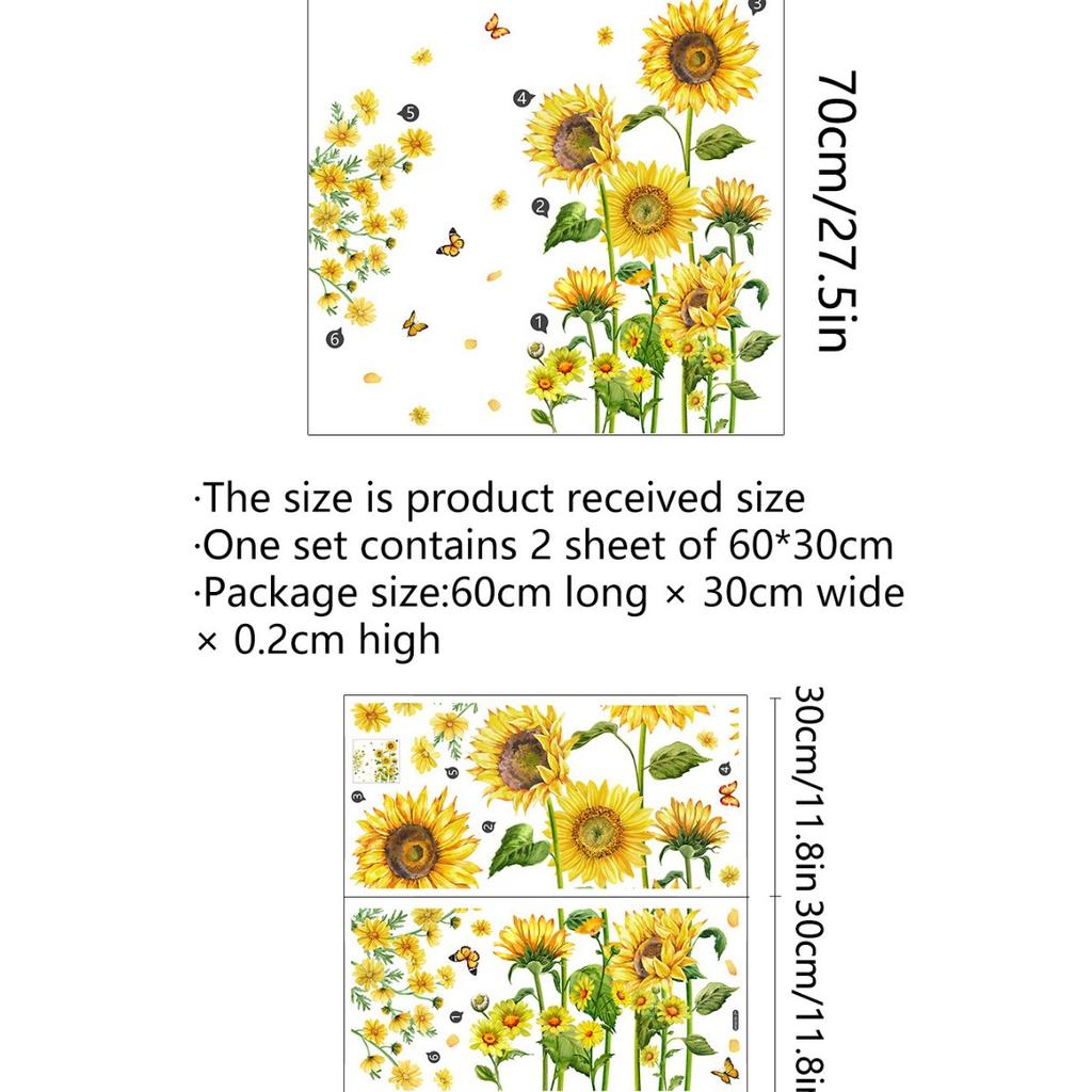 Wall Sticker Decorative Vinyl Adhesive Wall Sticker Wall Flowers Dandelion for Window Room Bedroom Black Home Decoration