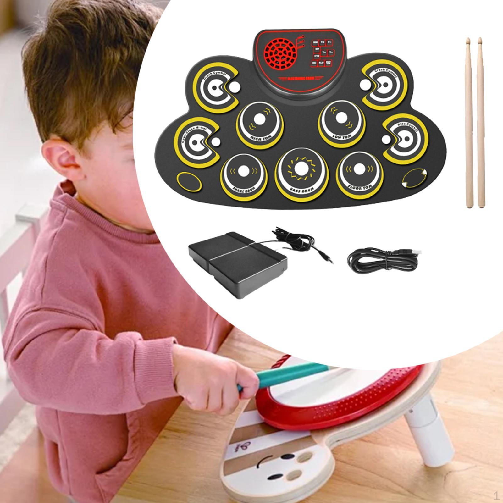 

Hand Roll Drum Kits Electric Set Multipurpose Percussion Instrument Accessories Gifts Music yellow