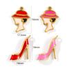 1 PC Waterproof 304 Stainless Steel Charms 18k Gold Plated Enamel The Lady With A Hat High Heels Pendant For DIY Necklace Making