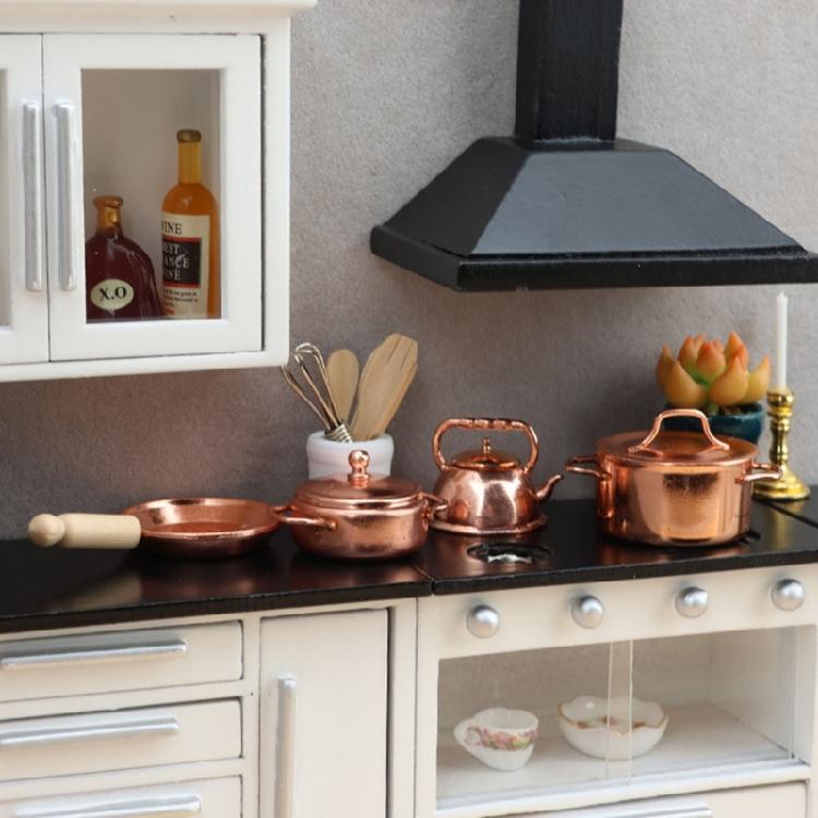 Miniature Metal Cookware For Miniature Displays 1/12 Scale Robust Construction With Detailed Design Features