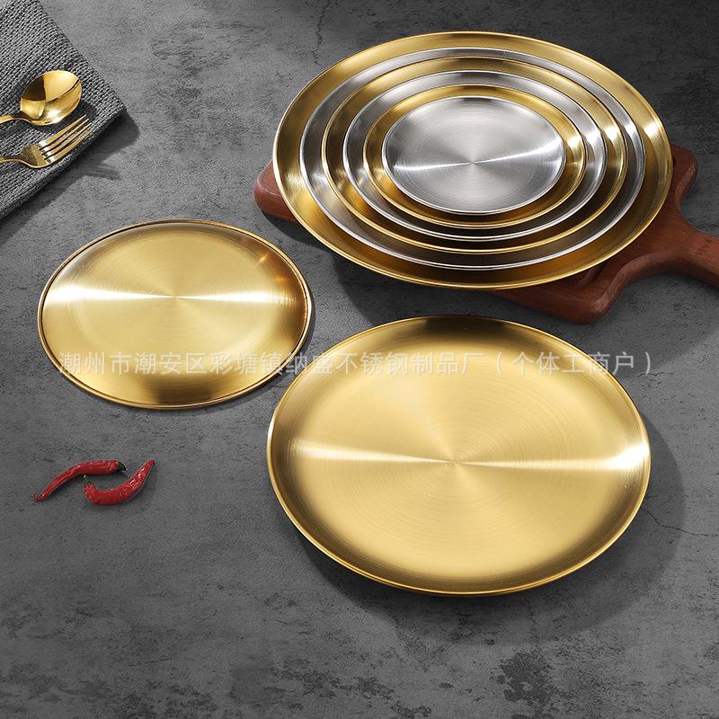 304 Stainless Steel Round Korean BBQ & Buffet Plate - Small Fruit Dish