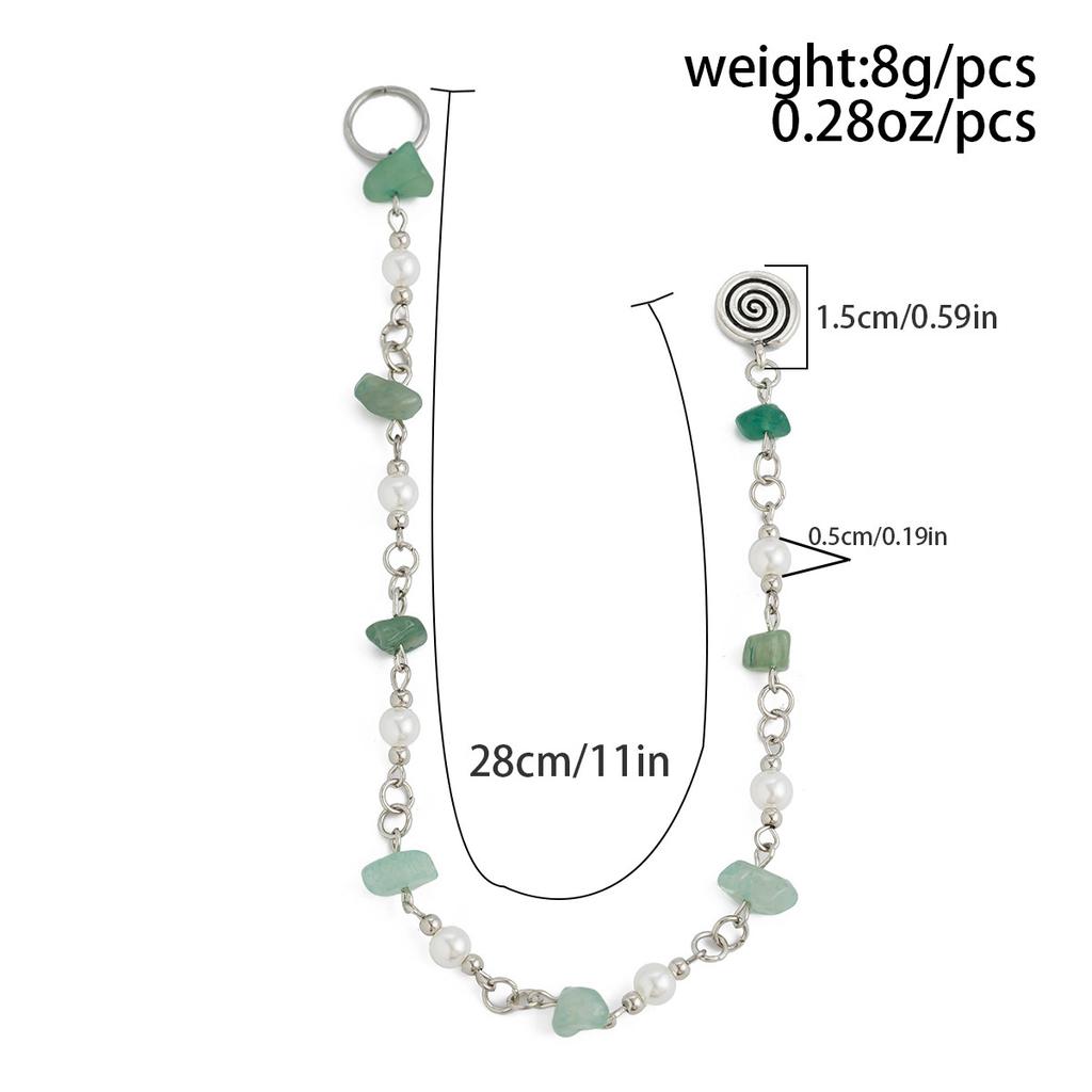 Holiday Style Natural Stone Long Gravel Chain Braided Hair Dreadlocks Hair Jewelry Butterfly Star Headdress Women