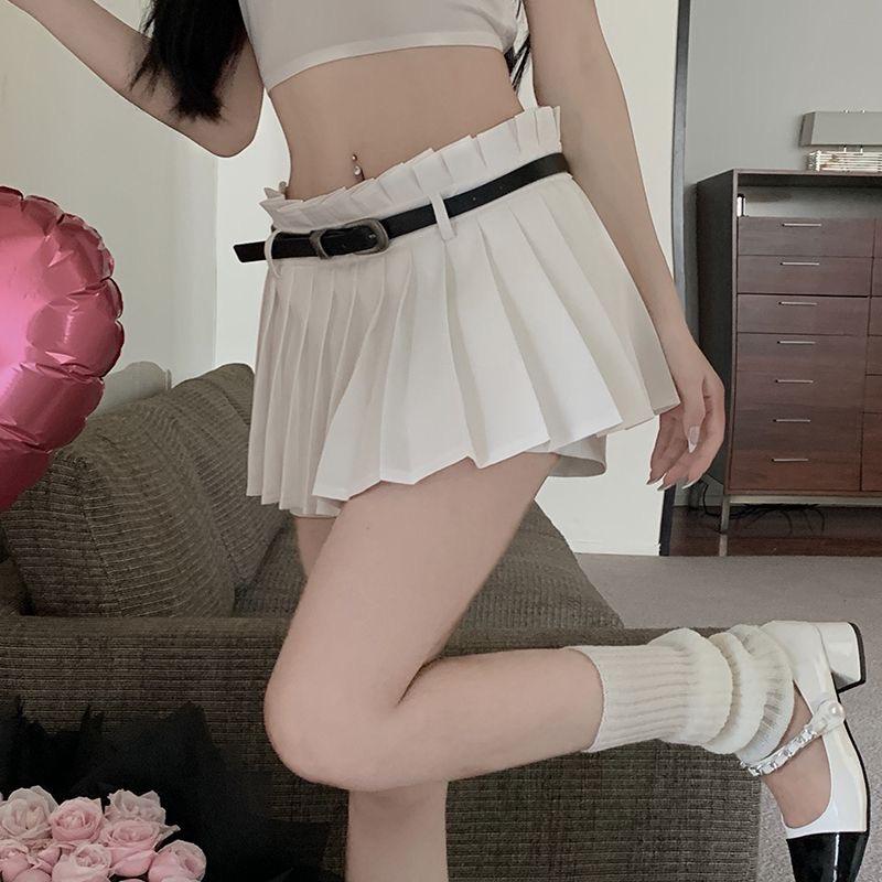 Women's High-Waist Black A-line Pleated Skort - Summer 2023 Casual Style