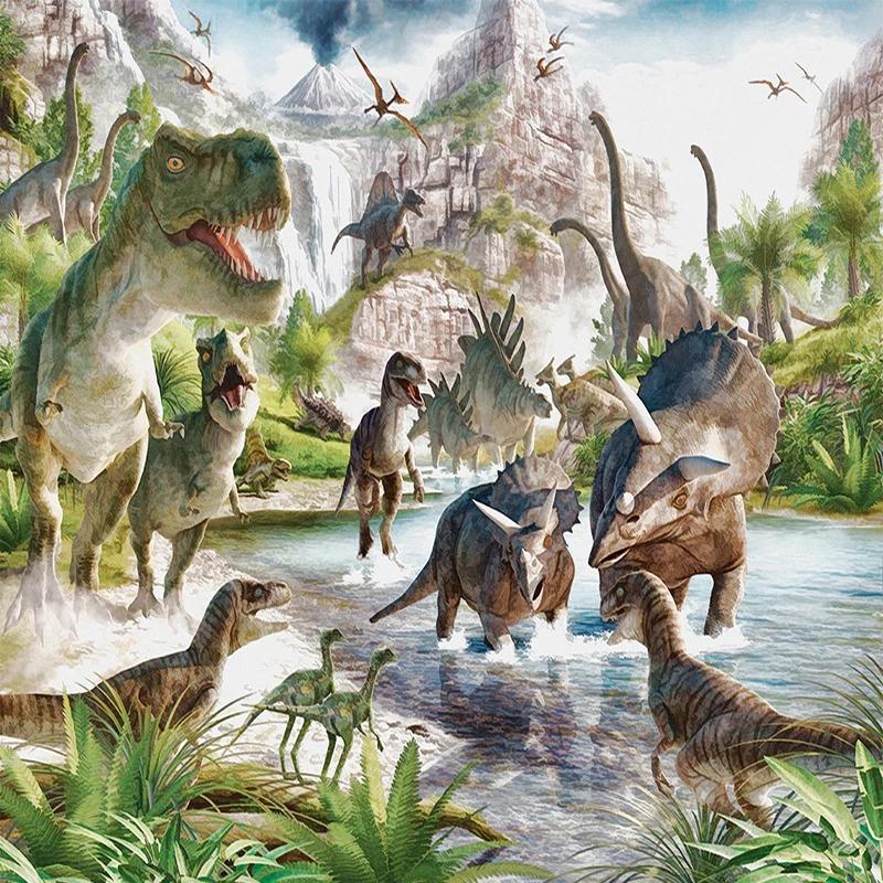Wallpaper Cartoon Children Wallpaper 3D Stereo Dinosaur Backdrop Wall Decor 3D Wall Mural