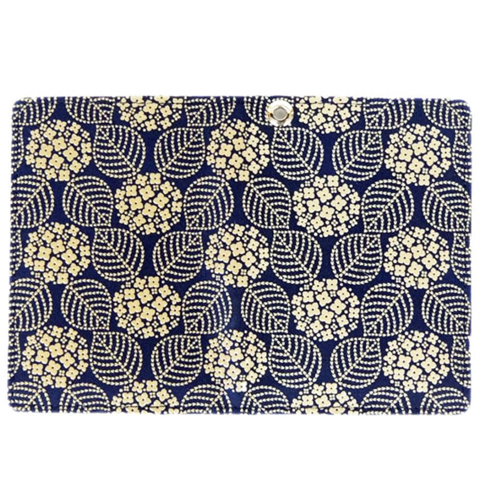 Držák průkazu Inden pro dojíždění 2527 průkazů G námořnická modrá jelení kůže x bílý lak hortenzie vzor xx 07cm průhledná kapsa 2 [Indenya] skládací 10,6 cm