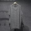 T-shirt Women Plus Size Striped T-Shirt Fit V-Neck Casual Large Size Loose Pullover Short-sleeved Tops