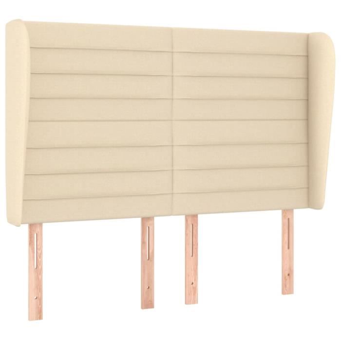 VidaXL Tête de lit avec oreilles Crème 147x23x118-128 cm Tissu3118099