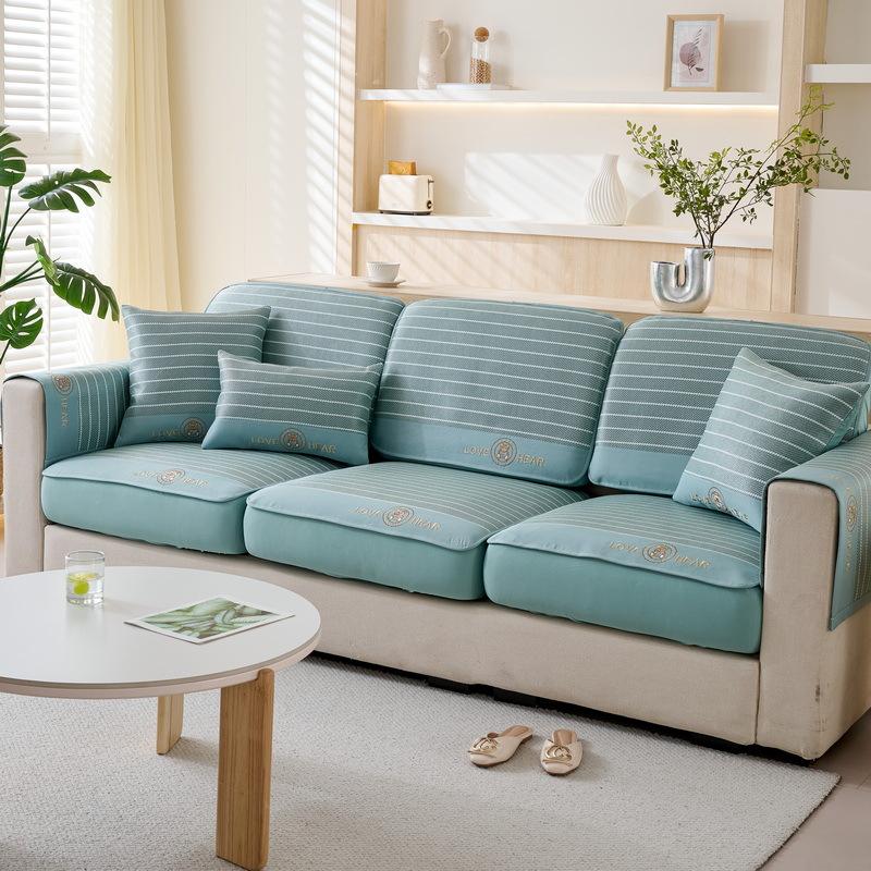 

Летний коврик из ротанга из ледяного шелка, чехол для дивана, летняя антимоскитная подушка для дивана Argy Wormwood, нескользящий чехол для дивана для гостиной, тканевый чехол 60*60cm