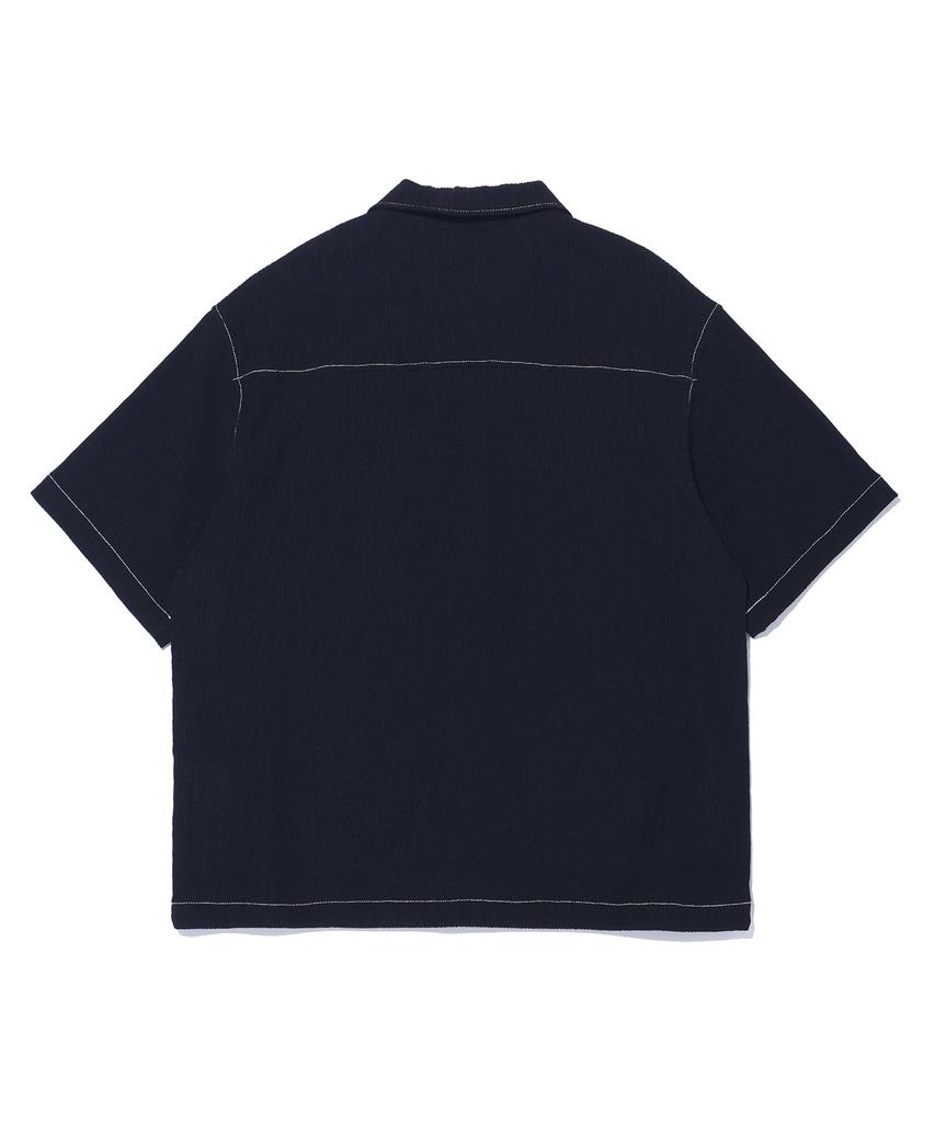 Sigeunipikeonteu Two-Pocket Pleated Short-Sleeve Shirt Lq2Yu357_Dark Grey