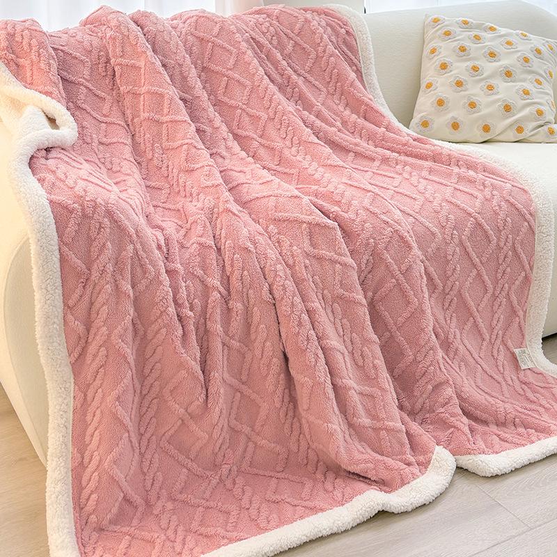 Cozy Winter Taffeta Coral Fleece Blanket - Thick Lamb Fleece for Office, Sofa, or Bed Baby - 70x100cm (Color Random)