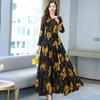 Spring and summer women's new long dress, jacquard chiffon super fairy waist beach pendulum bow super long dress