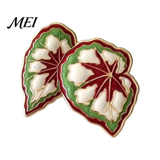 Buntes Blatt Abzeichen Legierung Brosche, Emaille Design Anstecknadel, Pflanzenliebhaber mit glatten Linien Monstera Deliciosa Brosche Helle Farbe, Frischer Stil