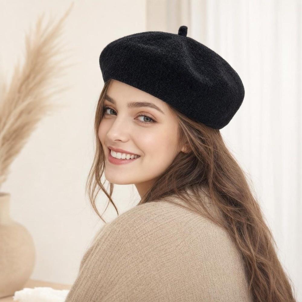 Warm Winter Wool Berets Hat Solid Color Felt Berets Fashion French Artist Hat for Women