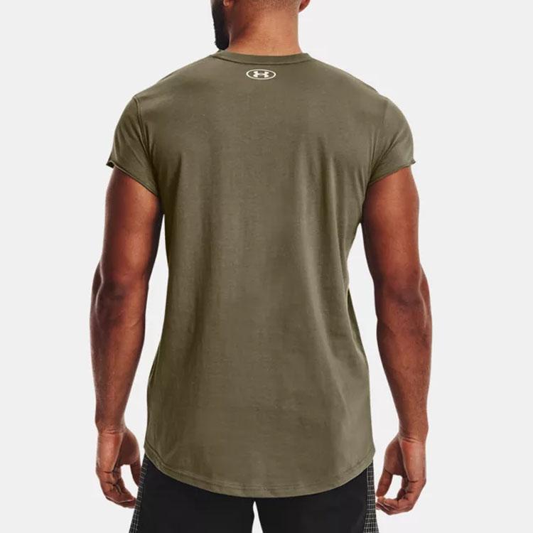 Under Armour Skull Pattern Print American Vintage Crew Neck Short Sleeve T-Shirt Men T-Shirts Green 1370463-361