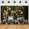 Safari Tropical Jungle Animals Baby 1st Birthday Party Photography Backdrop Wild One Baby Shower Photo Background Photo Studio