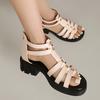 Summer Rome Coarse Heel Platform Sandals Strap Rivet Open-toed  Sandals Z