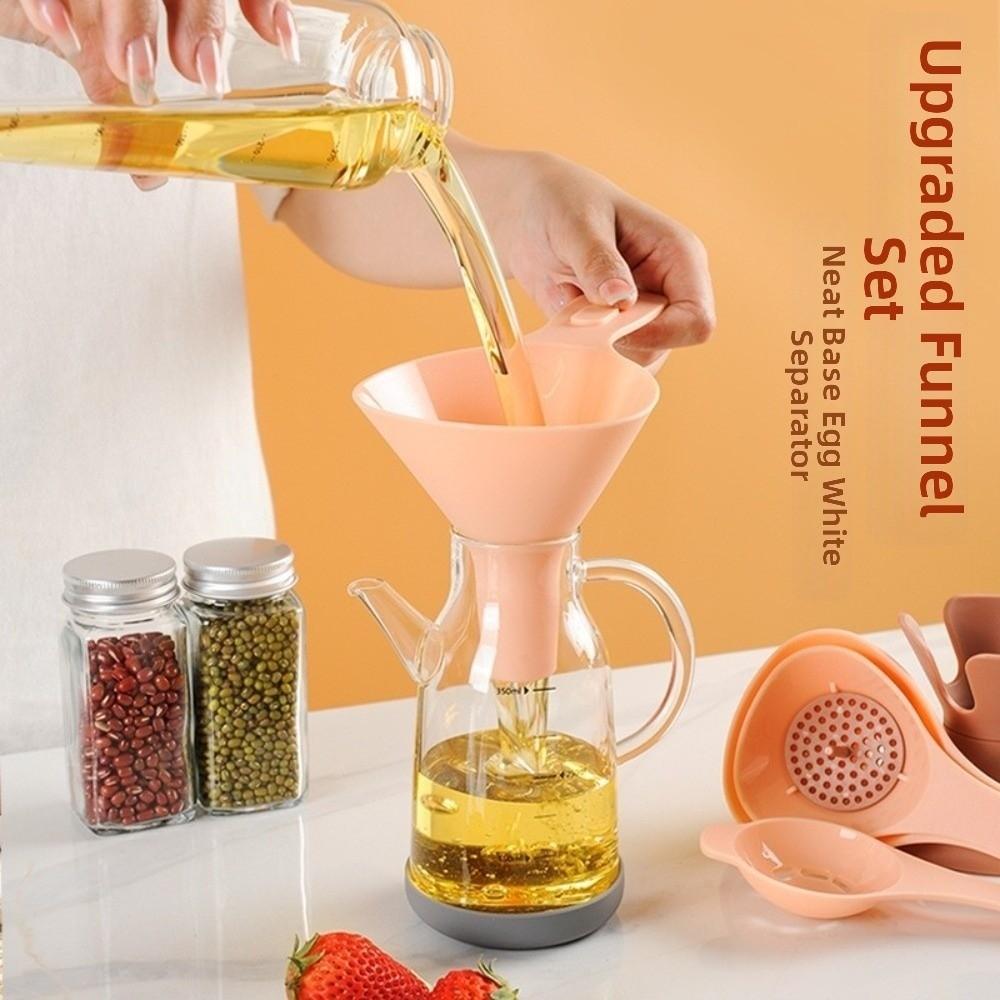 6 in-1 Kitchen Funnel Set BPA-Free Large Opening Oil and Wine Funnel Kit with Filter Strainer Food Grade Plastic
