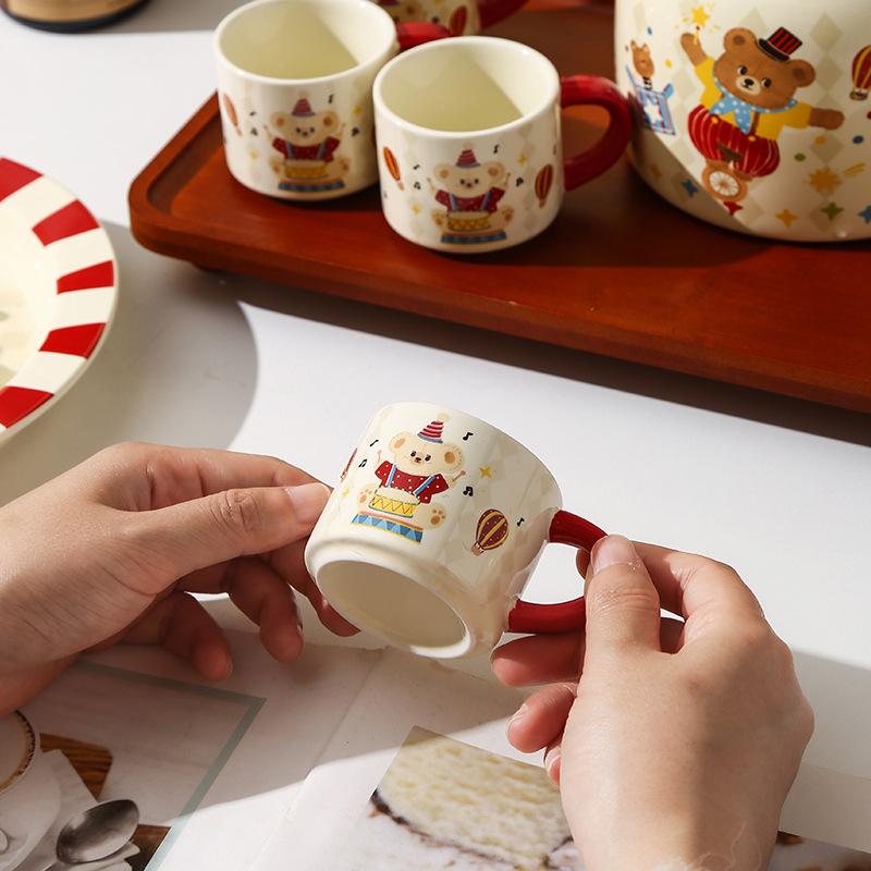 Set Teiera Bollitore Acqua Fredda Circo Alto Valore Regalo Cartone Animato con Vassoio Bollitore in Ceramica Tazza Souvenir