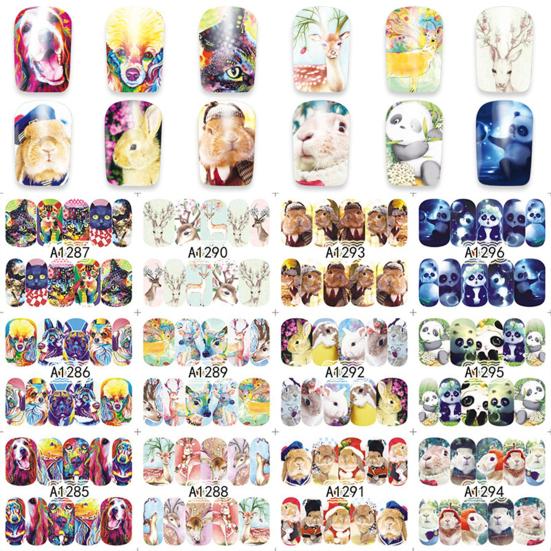 Nálepka na nehty s 12 listy s tištěným vzorem Vodotěsná Nálepka na nehty pro ženy s více styly pro krásu