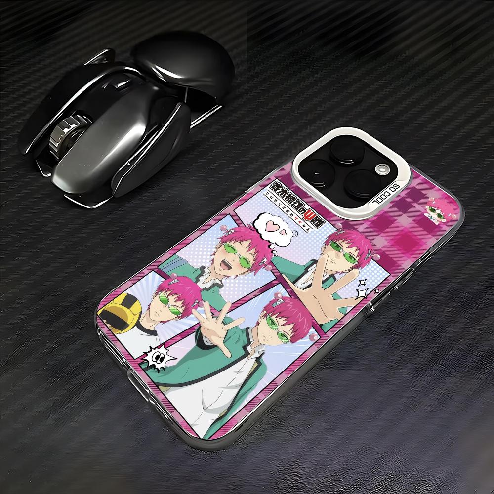 Anime S-Saiki Kusuo Phone Case For iPhone 16 15 14 13 12 11 Pro Max White Matte Laser Metallic Aurora Funda