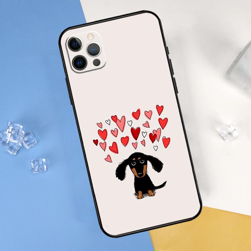 Cartoon Dachshund Dog Phone Case For iPhone 16 Pro Max 16e 12 13 Mini 11 14 15 Pro Max XR 15 16 Plus Cover Shell