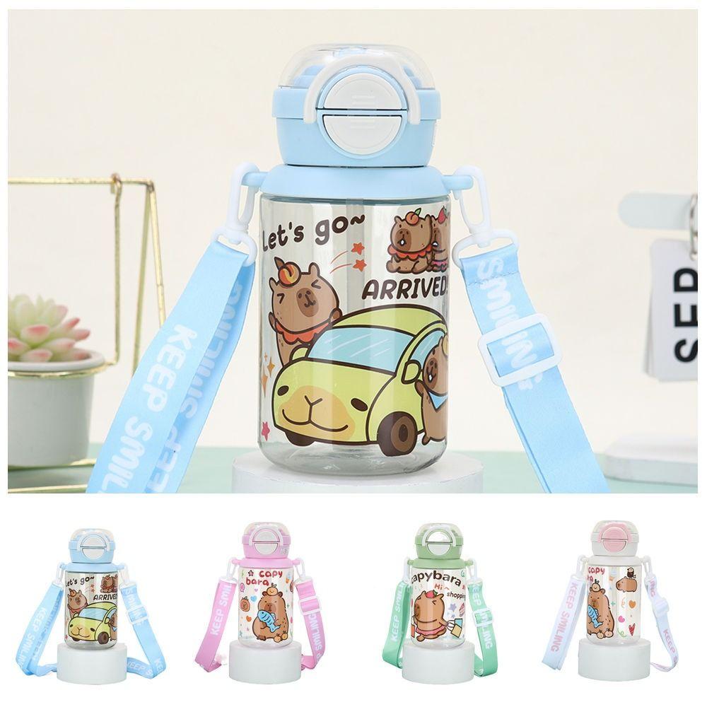 

Cartoon Capybara Water Bottles Cute Capybara Drinking Bottle Transparent Plastic Cup Coffee Cups синій