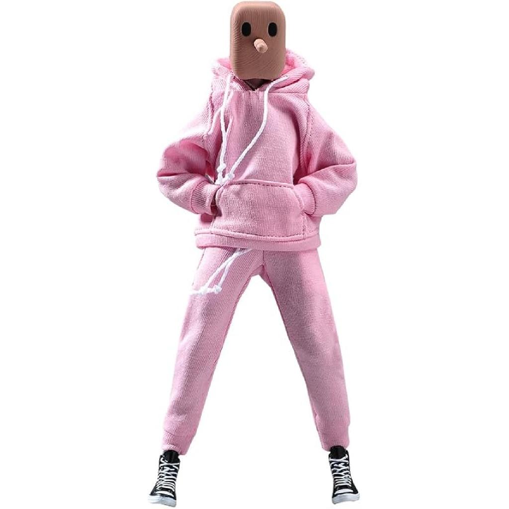 1/12 Scale Male Clothes,Men's Hoodie Pants Trousers Clothing for 6inch Male Action Figure Body Doll (Black Color)