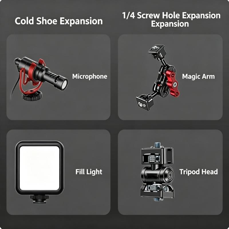 Camera Side Grip Handle with 1/4-20 Locating Pin Support, Textured Grip, Left or Right Mounting for Camera Cage Use, Field Filming, and Content Work