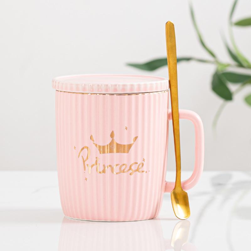 European Ceramic Mug Striped Mug Set Couple Cup Advertising Gift Souvenir