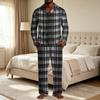 Herren-Karos-Pyjama-Set mit Hemd mit Knopfleiste und Reverskragen und entspannter Passform mit geradem Bein - Zweiteilige Nachtwäsche