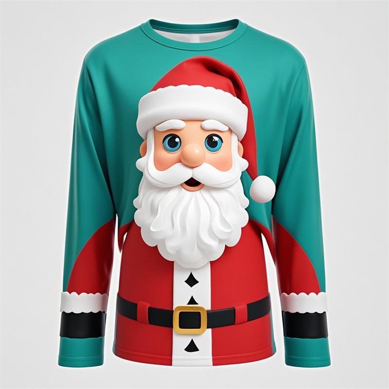 Novelty Christmas Festival T Shirts For Men Women Casual 3D Print Hip Hop Personality Round Neck Long Sleeve Tops Anime Tshirt
