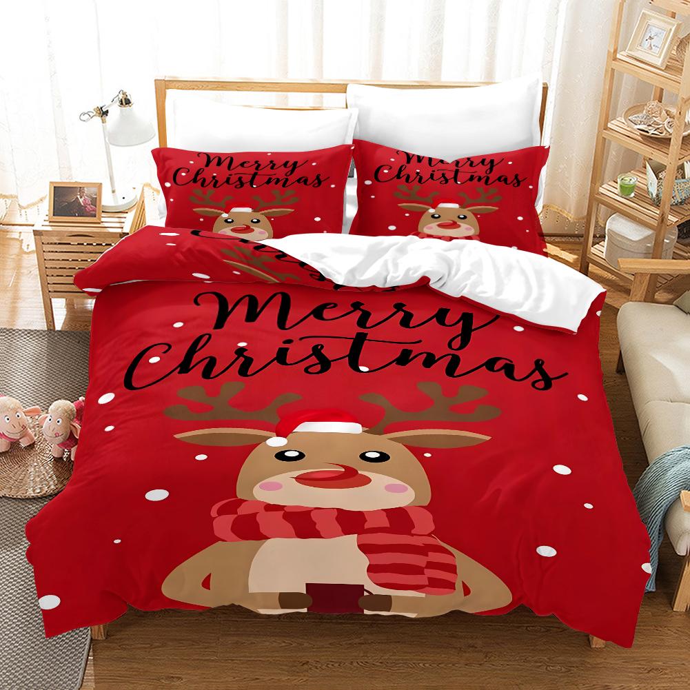 

Комплект пододеяльников с цифровой печатью в рождественском стиле - полиэстер - декор спальни - 1 покрывало + 2 наволочки (нет подушки) 173x229cm