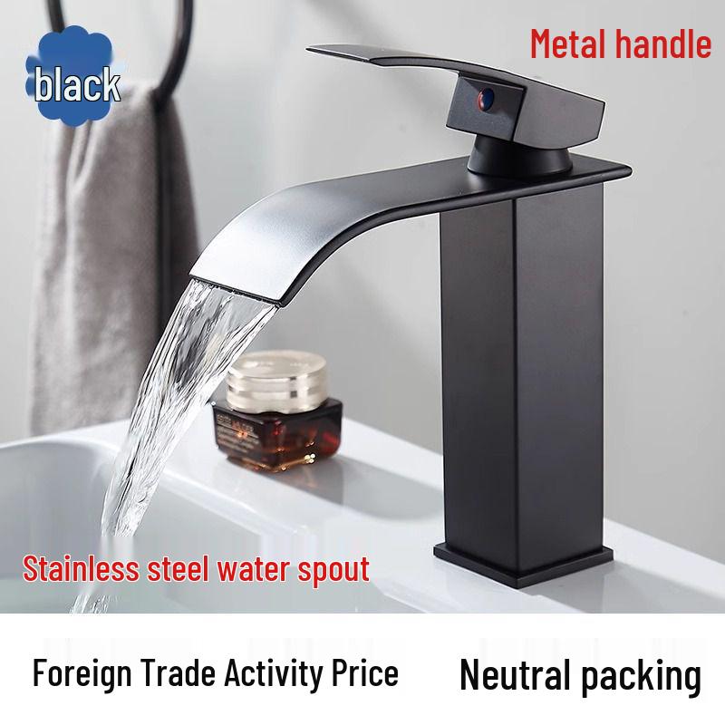 Dual Temperature Waterfall Basin Faucet for Bathroom Countertops