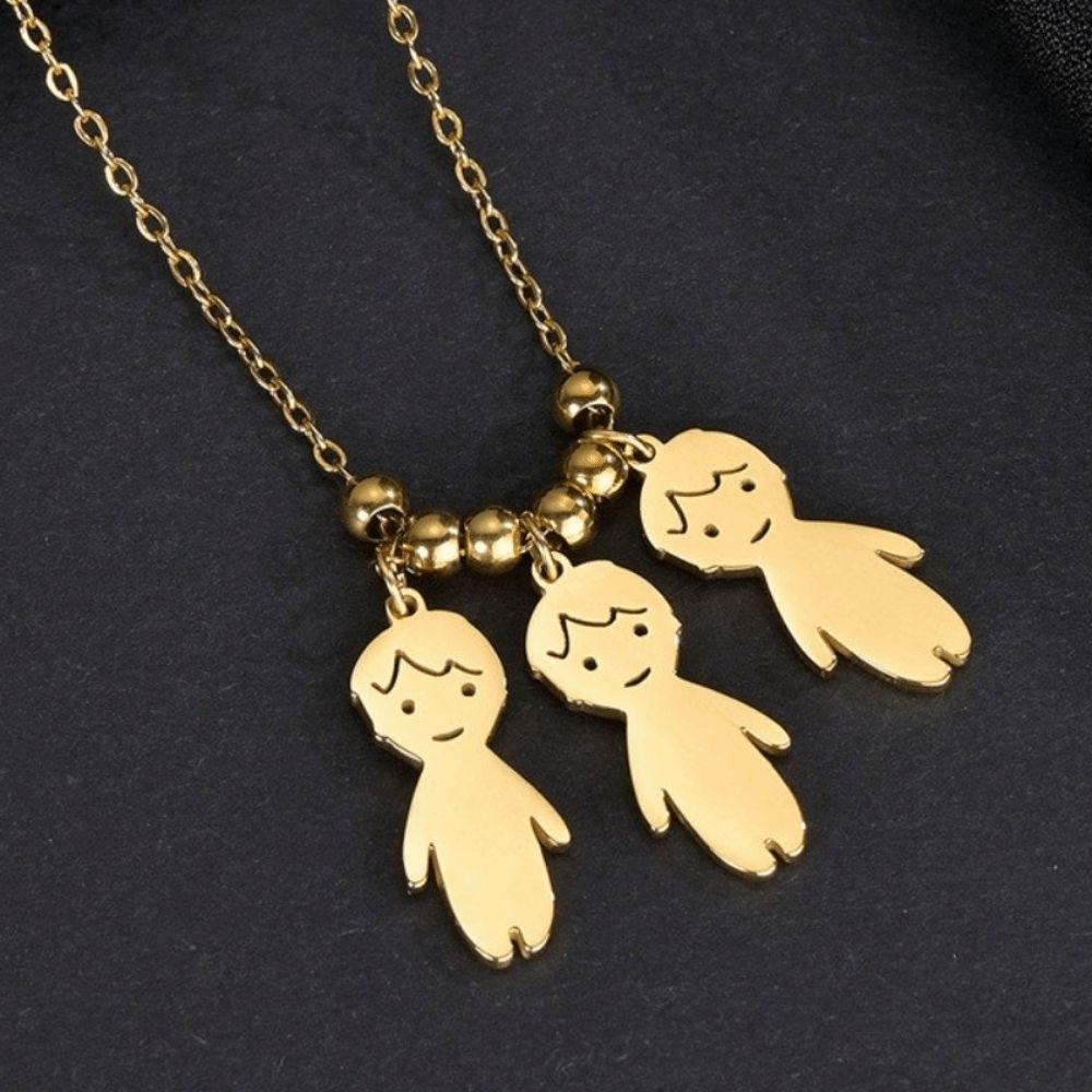 Stainless Steel Boy Girl Necklace Pendant Lover Necklace Choker Family Necklace Lovers