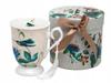 Subtle Porcelain Mug with a Flower and Bird Motif