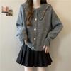 Women's Korean Style Casual Doll Collar Sweater Jacket Loose Beaded Sweater Cardigan Top