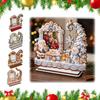Holz Bastel Deko Weihnachts Foto Rahmen, 2D Bilderhalter mit Weihnachtsmann Schneemann & Feiertags Schreibtisch Dekoration Schneeflocken Anhänger, Familien Foto Display Rahmen