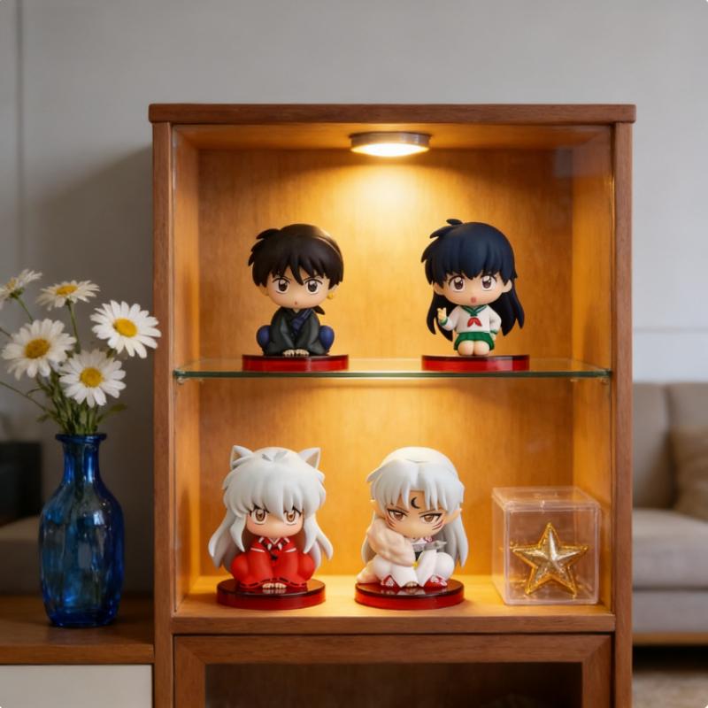 4pcs/Set Anime INUYASHA Figure Toy Kikyo Sesshoumaru Higurashi Kagome Cartoon Doll Kids Gift