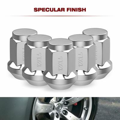 20Pcs Lug Nuts Bulge Acorn 12x1.5 Chrome Wheel Nut Compatible with F-ord F-usion F-ocus E-scape
