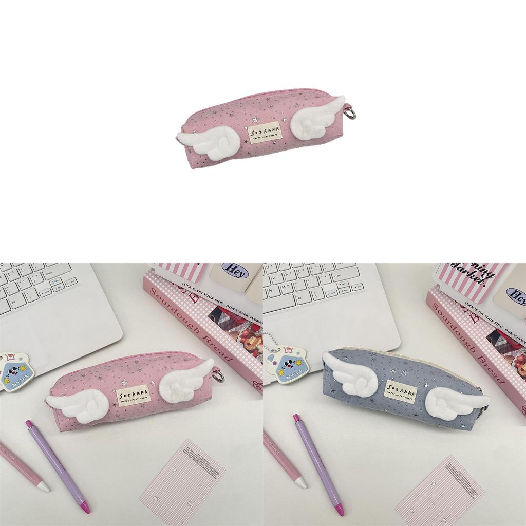 Angel Wings Star Pencil Case Large Capacity Storage Organizer For Students