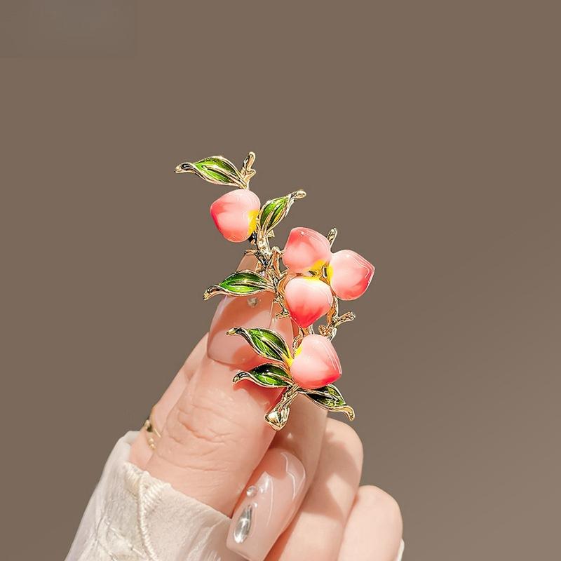 Shiny Crystal Zircon Flower Pearl Brooch For Women Pink Purple Peach Blossom Red Rose Rhinestone Corsage Pins Party Jewelry Gift
