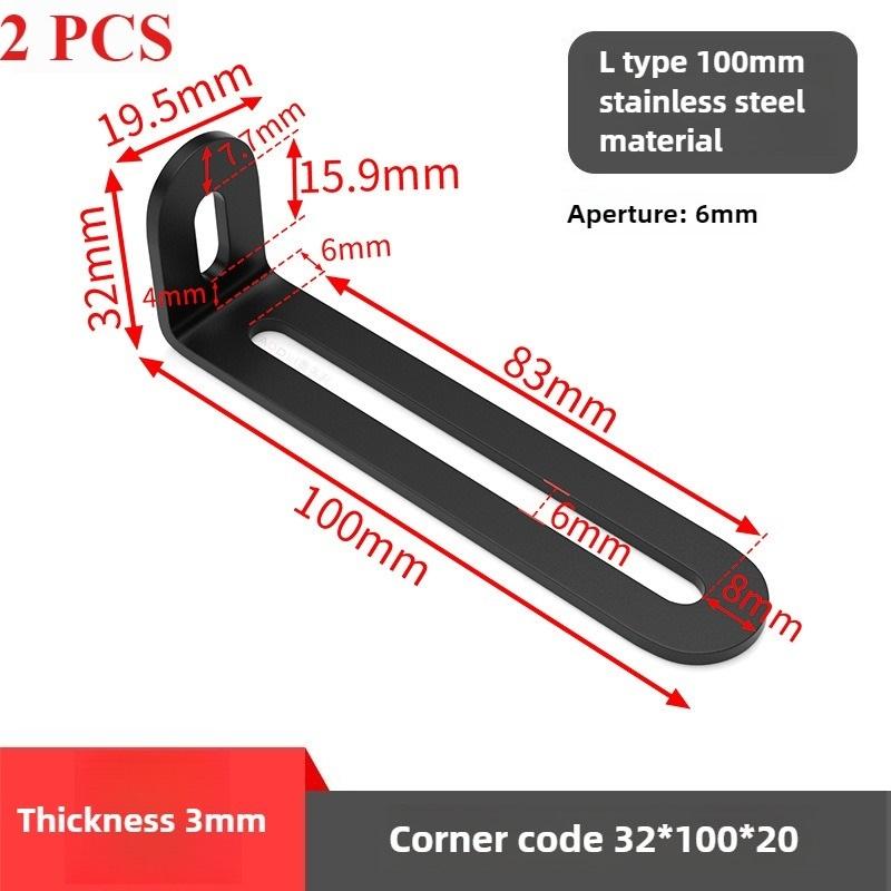 Black Stainless Steel Adjustable Angle Code Long Hole Activity 90 ° Right Angle Furniture Fixer L-shaped Shelf Bracket Connector