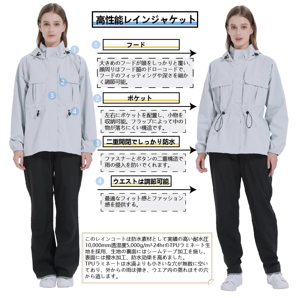 TopKylin Raincoat Perfect for and More and Perfect for Outdoor and Hiking Size Women's Set, Cycling, Golf, [Lightweight, Waterproof, Windproof,