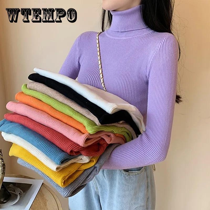 Autumn Winter Sweater Women Turtleneck Sweaters Knitted Jumper Solid Long Sleeve Slim Pullover Sweater Women Korean Fashion Basic Top Clothes