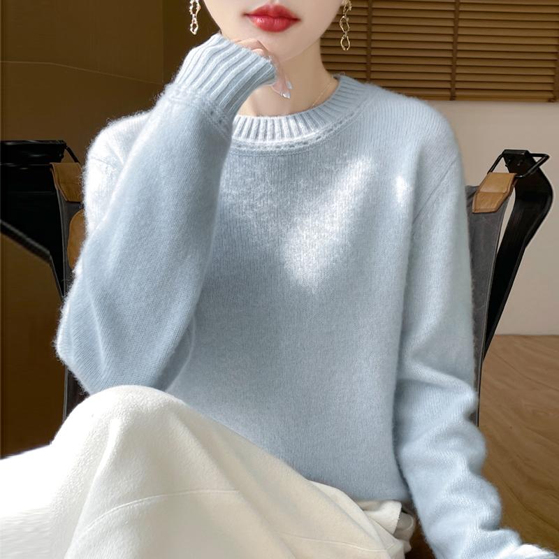 Women's Cashmere Sweater Qinghe Cashmere 30% Cashmere 70% Wool Autumn and Winter Pullover Warm and Fashionable